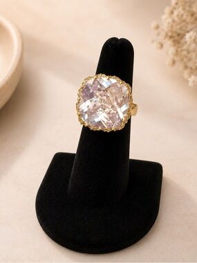 Premier Designs Gold Ring with large clear Crystal